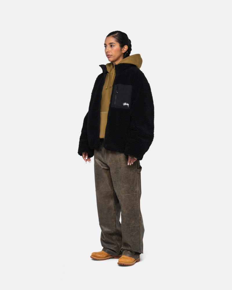 Stussy Sherpa Reversible Jacket - Unisex Jackets Fekete | HUIIZ14609