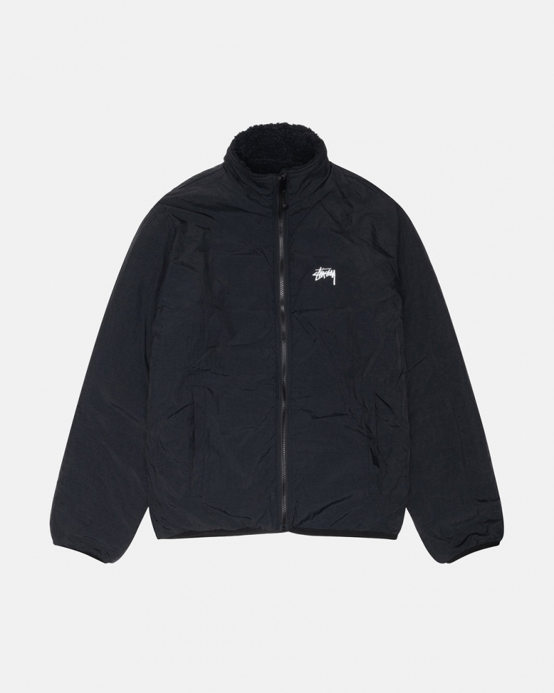 Stussy Sherpa Reversible Jacket - Unisex Jackets Fekete | HUIIZ14609