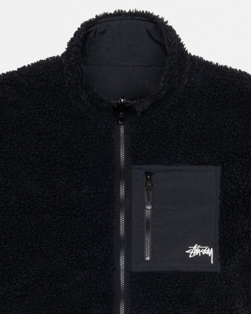 Stussy Sherpa Reversible Jacket - Unisex Jackets Fekete | HUIIZ14609