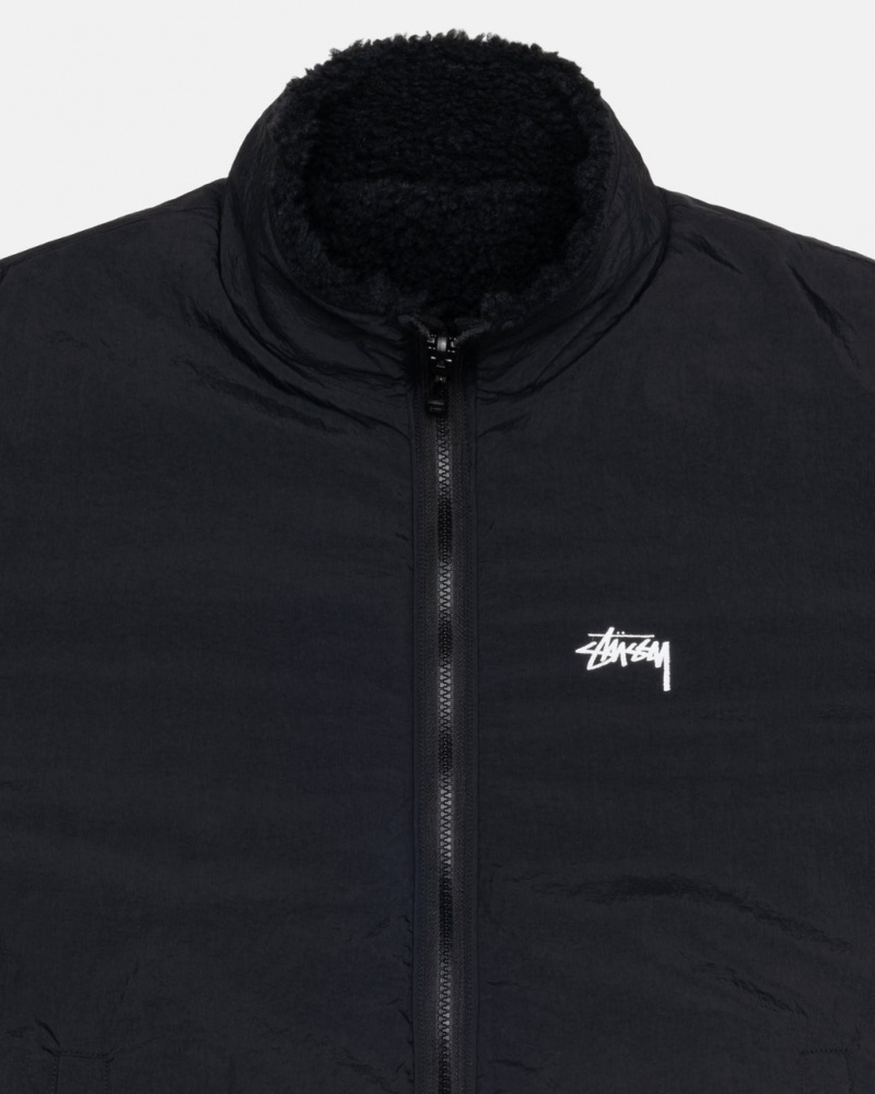 Stussy Sherpa Reversible Jacket - Unisex Jackets Fekete | HUIIZ14609