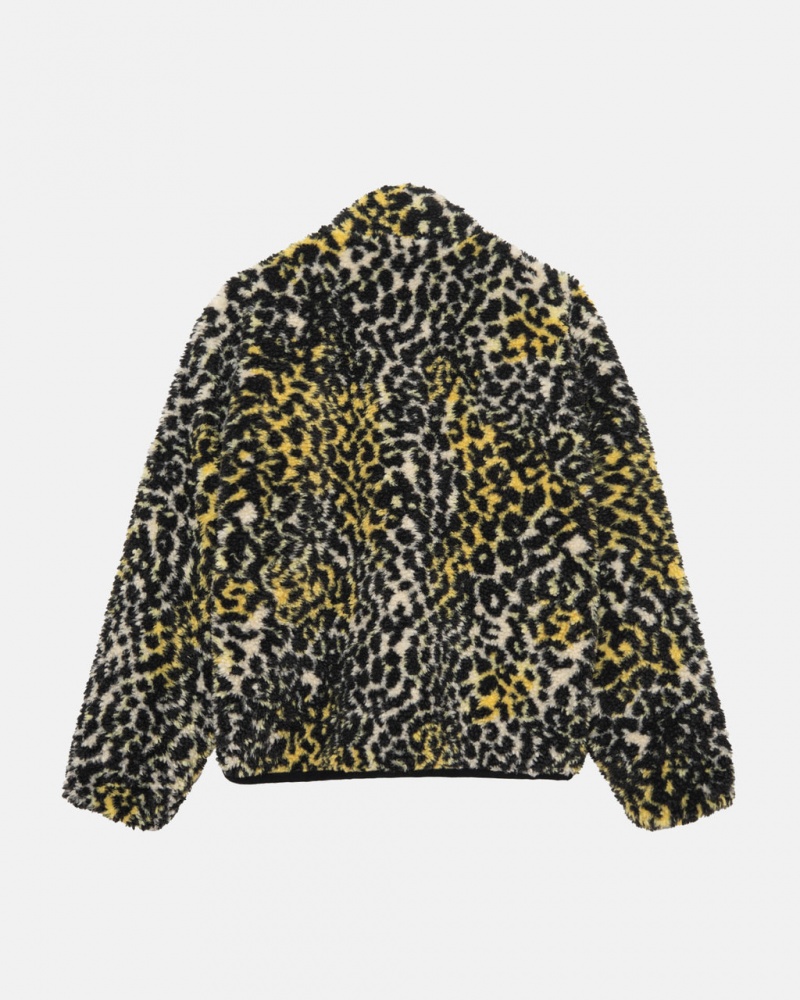 Stussy Sherpa Reversible Jacket - Unisex Jackets Sárga Leopárd | HUJKU99322