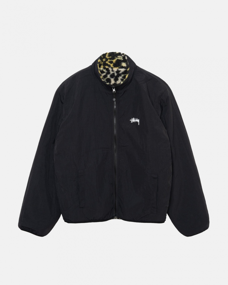 Stussy Sherpa Reversible Jacket - Unisex Jackets Sárga Leopárd | HUJKU99322