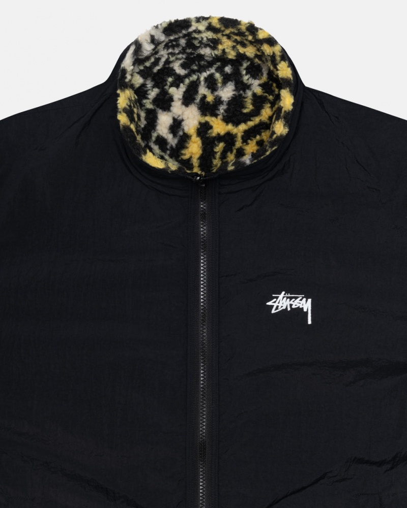 Stussy Sherpa Reversible Jacket - Unisex Jackets Sárga Leopárd | HUJKU99322