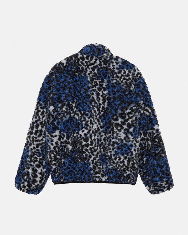 Stussy Sherpa Reversible Jacket - Unisex Jackets Kék Leopárd | AHUDF42696