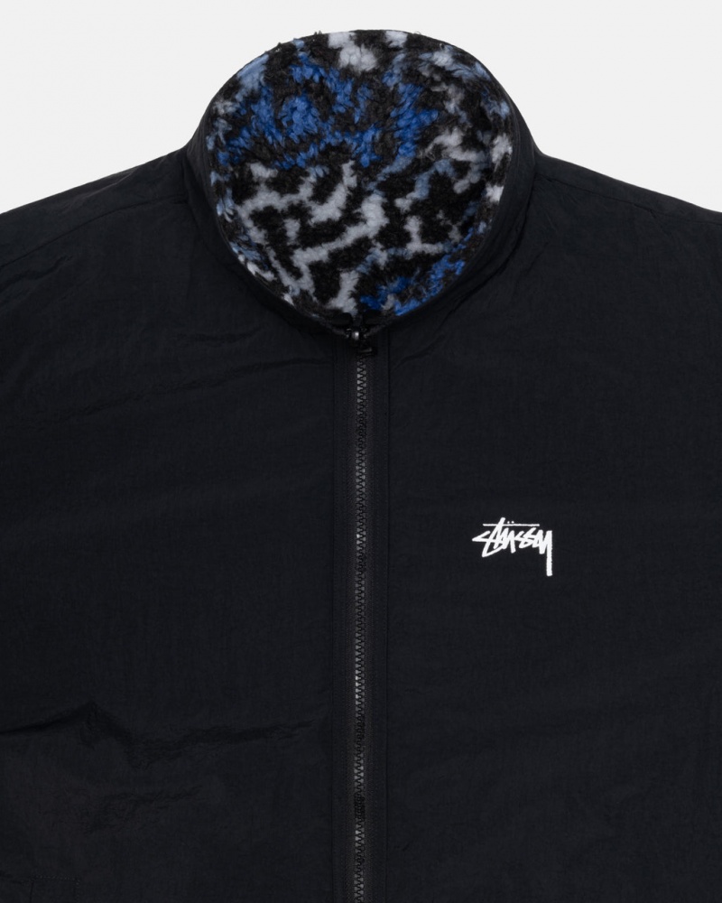 Stussy Sherpa Reversible Jacket - Unisex Jackets Kék Leopárd | AHUDF42696