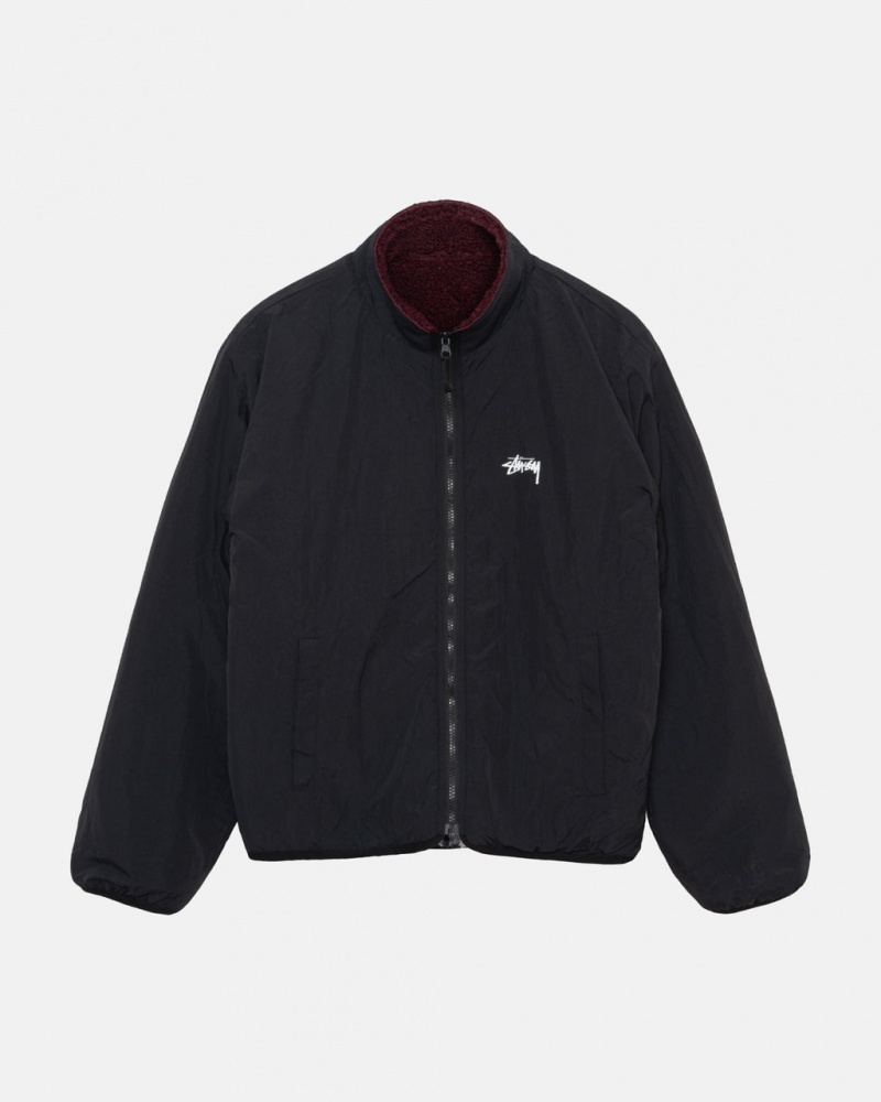 Stussy Sherpa Reversible Jacket - Unisex Jackets Bordó | HUDFL15151