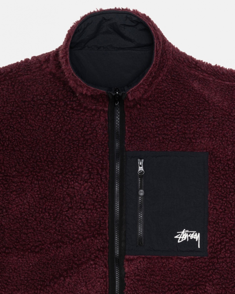 Stussy Sherpa Reversible Jacket - Unisex Jackets Bordó | HUDFL15151