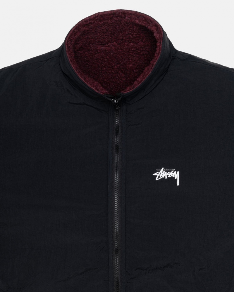 Stussy Sherpa Reversible Jacket - Unisex Jackets Bordó | HUDFL15151