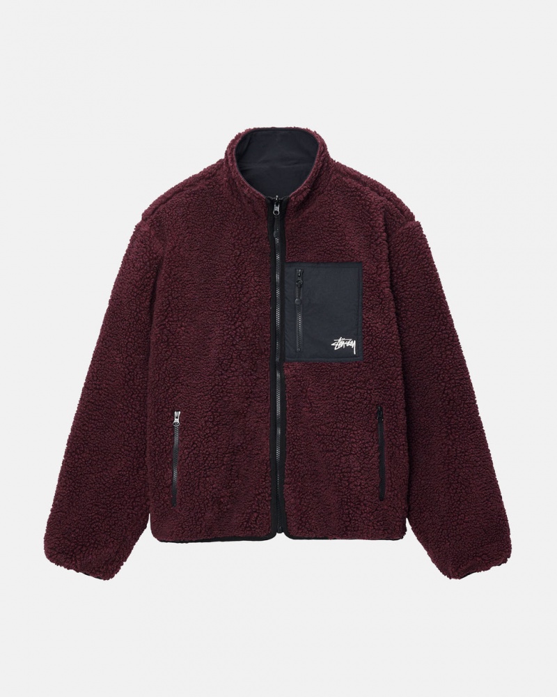 Stussy Sherpa Reversible Jacket - Unisex Jackets Bordó | HUDFL15151