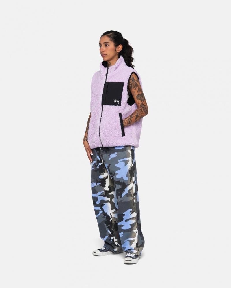 Stussy Sherpa Reversible Vest - Unisex Jackets Levendula | MHUHR76806