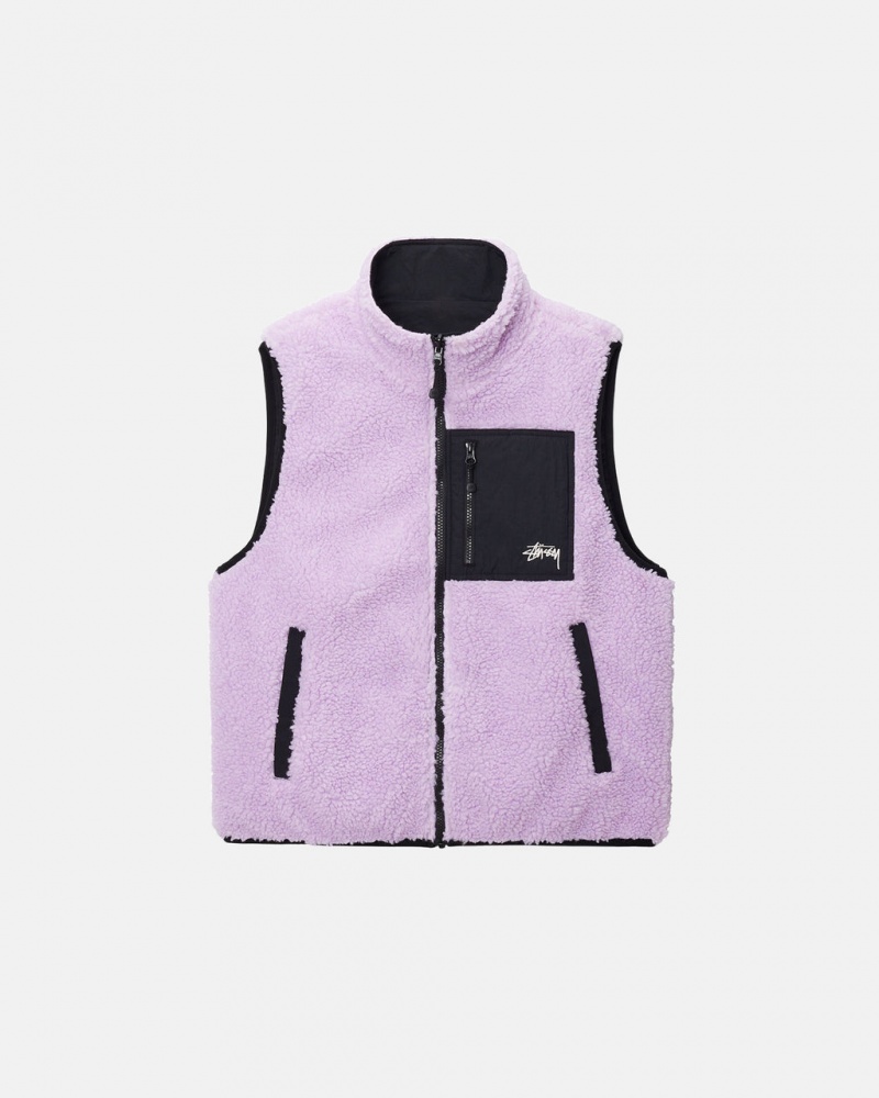 Stussy Sherpa Reversible Vest - Unisex Jackets Levendula | MHUHR76806