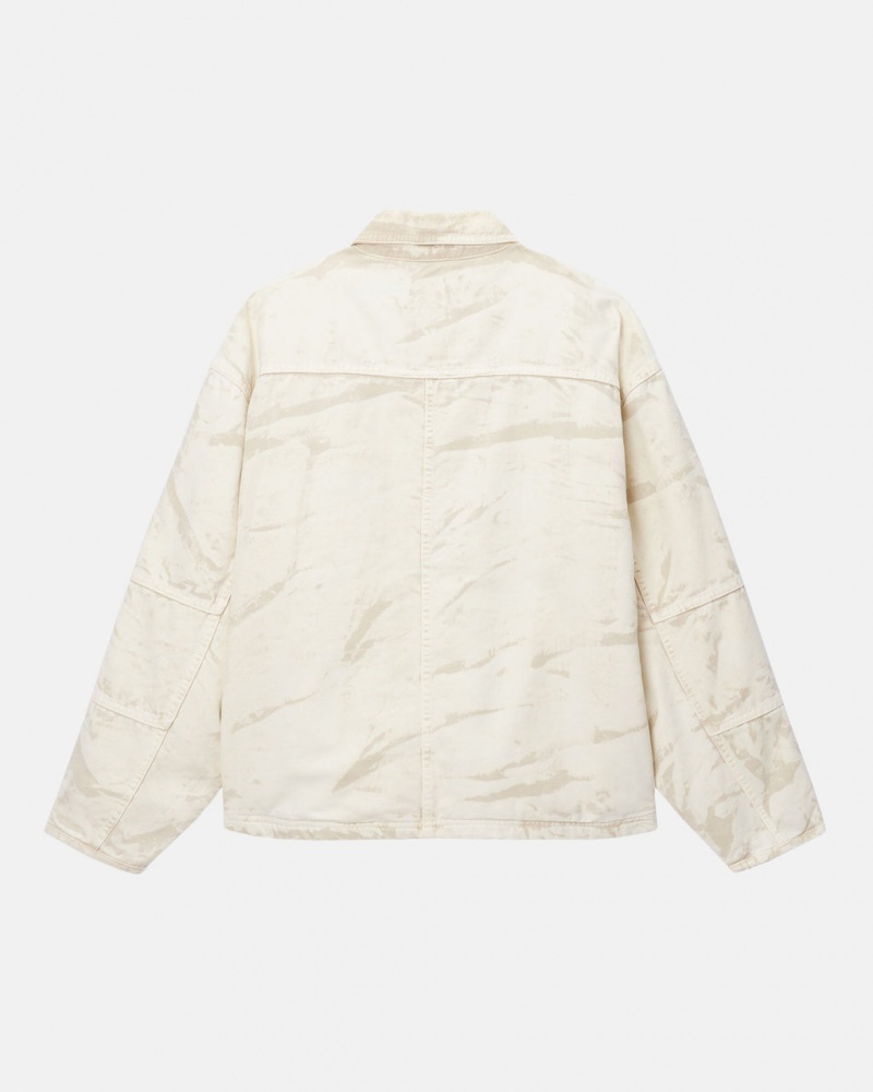 Stussy Shop Jacket Distressed Vászon - Unisex Jackets Khaki | EHUVG84852