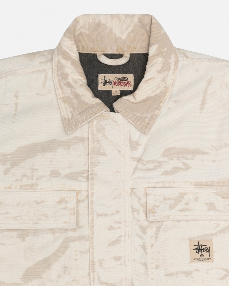 Stussy Shop Jacket Distressed Vászon - Unisex Jackets Khaki | EHUVG84852