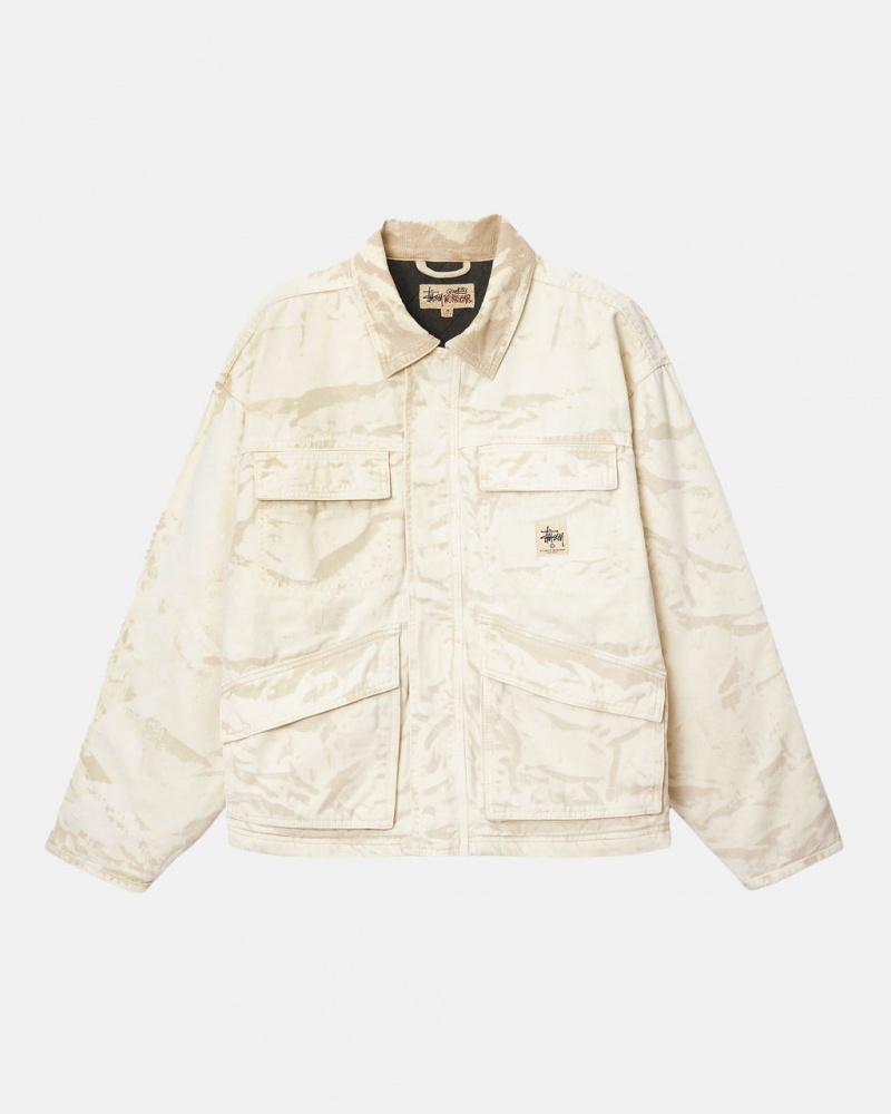 Stussy Shop Jacket Distressed Vászon - Unisex Jackets Khaki | EHUVG84852