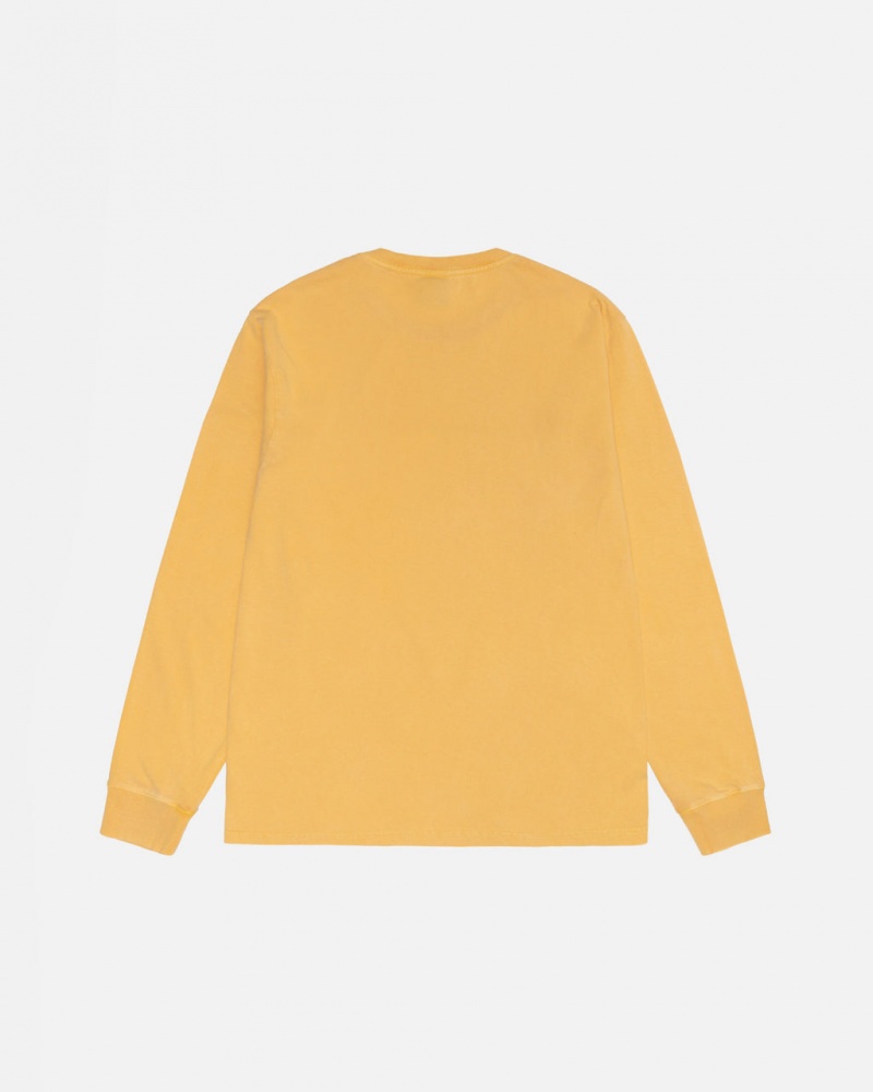 Stussy Small Stock LS Tee Pigment Dyed - Unisex Longsleeve Narancssárga | HUDFL14254