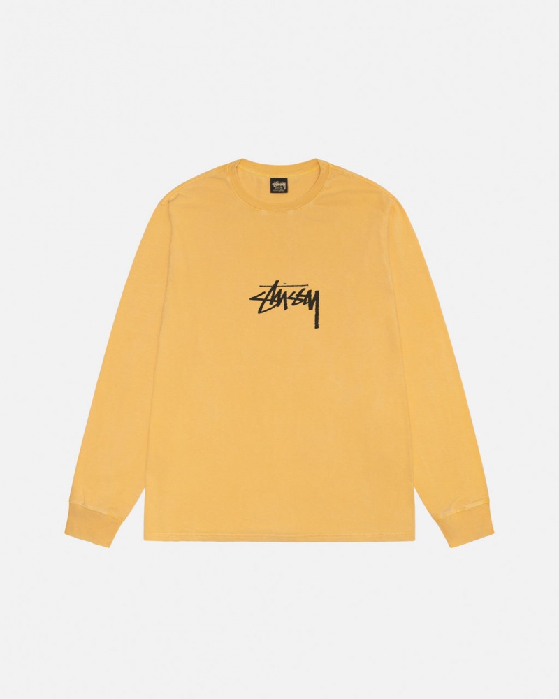 Stussy Small Stock LS Tee Pigment Dyed - Unisex Longsleeve Narancssárga | HUDFL14254