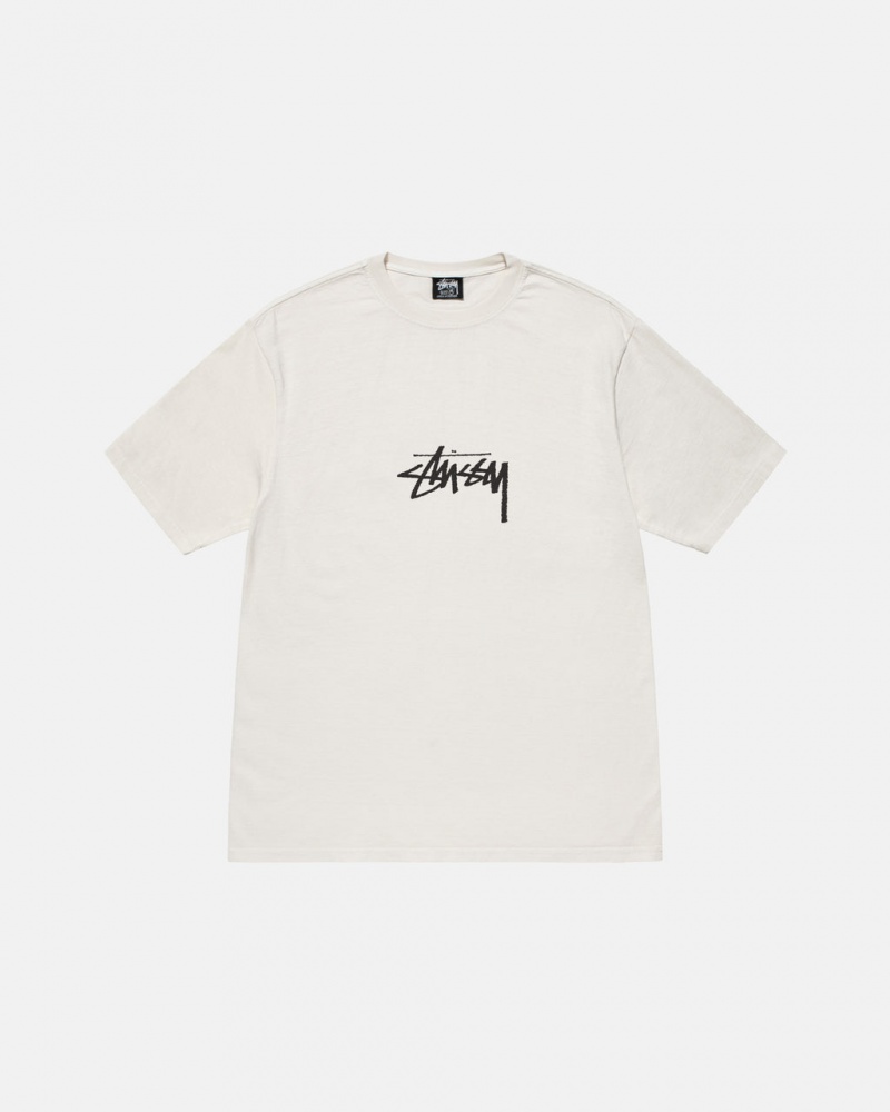 Stussy Small Stock Tee Pigment Dyed - Unisex Shortsleeve Bézs | SHUNY54103