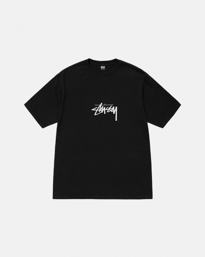 Stussy Small Stock Tee Pigment Dyed - Unisex Shortsleeve Fekete | HUJKU81220