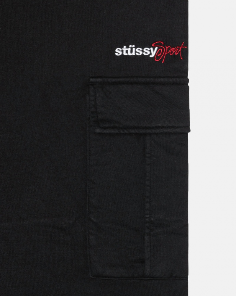 Stussy Sport Cargo Fleece Pant - Men&s Pants Fekete | HUZDE30021