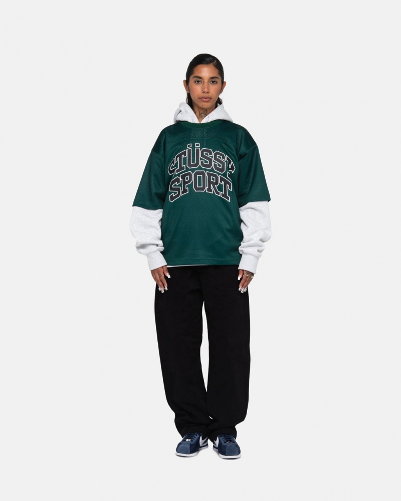 Stussy Sport Mesh Football Jersey - Unisex Sweaters Knits Zöld | HUDYB23428