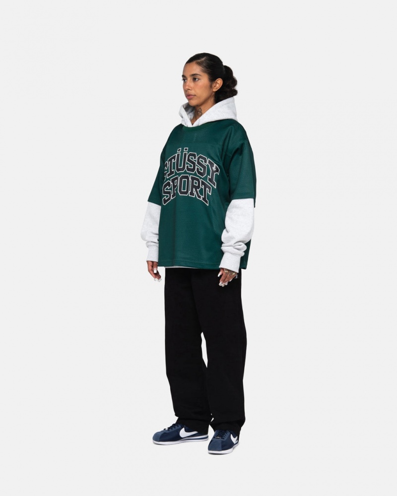 Stussy Sport Mesh Football Jersey - Unisex Sweaters Knits Zöld | HUDYB23428