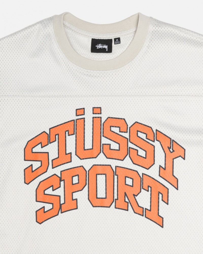 Stussy Sport Mesh Football Jersey - Unisex Sweaters Knits Bézs | BHUSO70451