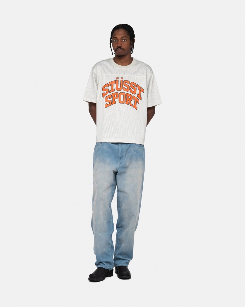 Stussy Sport Mesh Football Jersey - Unisex Sweaters Knits Bézs | BHUSO70451