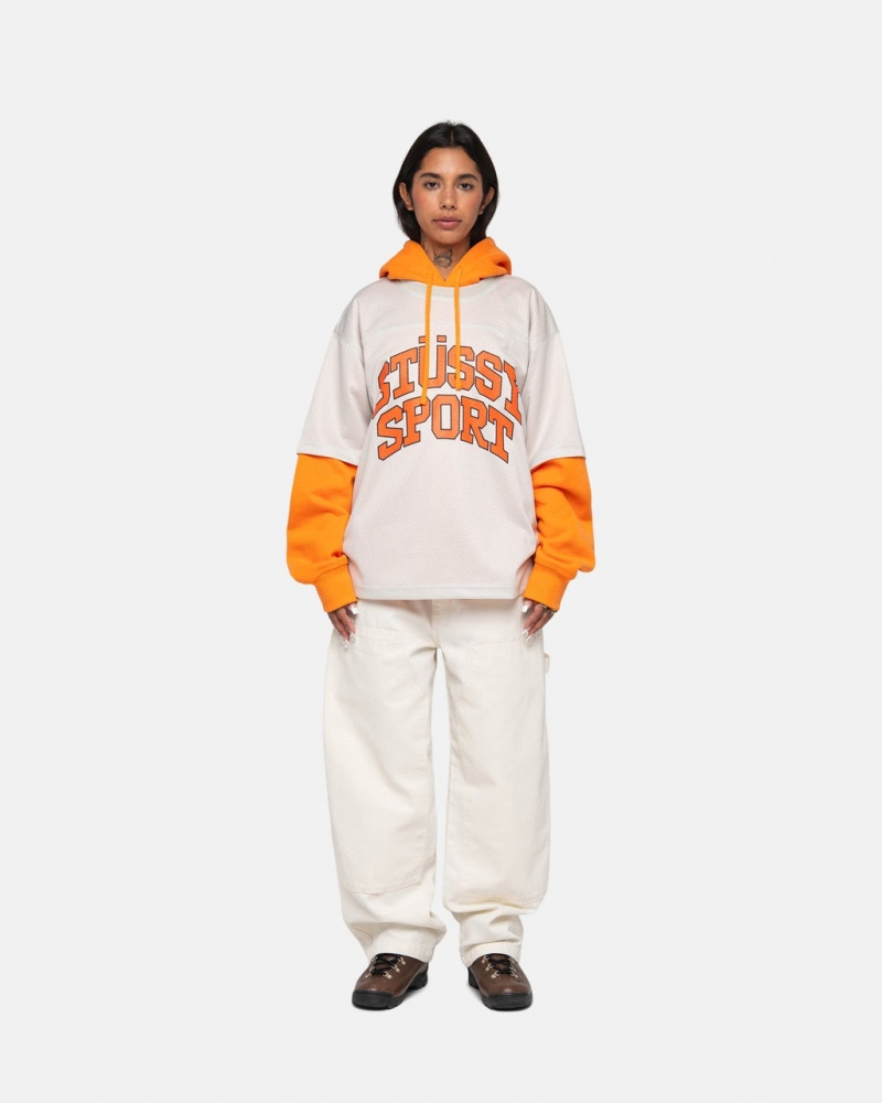 Stussy Sport Mesh Football Jersey - Unisex Sweaters Knits Bézs | BHUSO70451