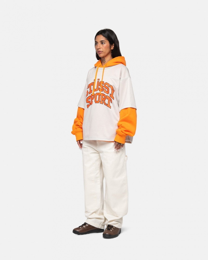 Stussy Sport Mesh Football Jersey - Unisex Sweaters Knits Bézs | BHUSO70451