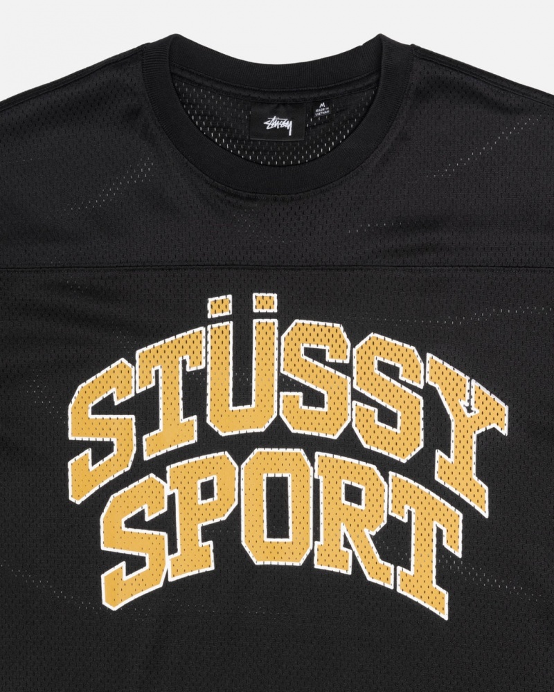 Stussy Sport Mesh Football Jersey - Unisex Sweaters Knits Fekete | GHUUC62919