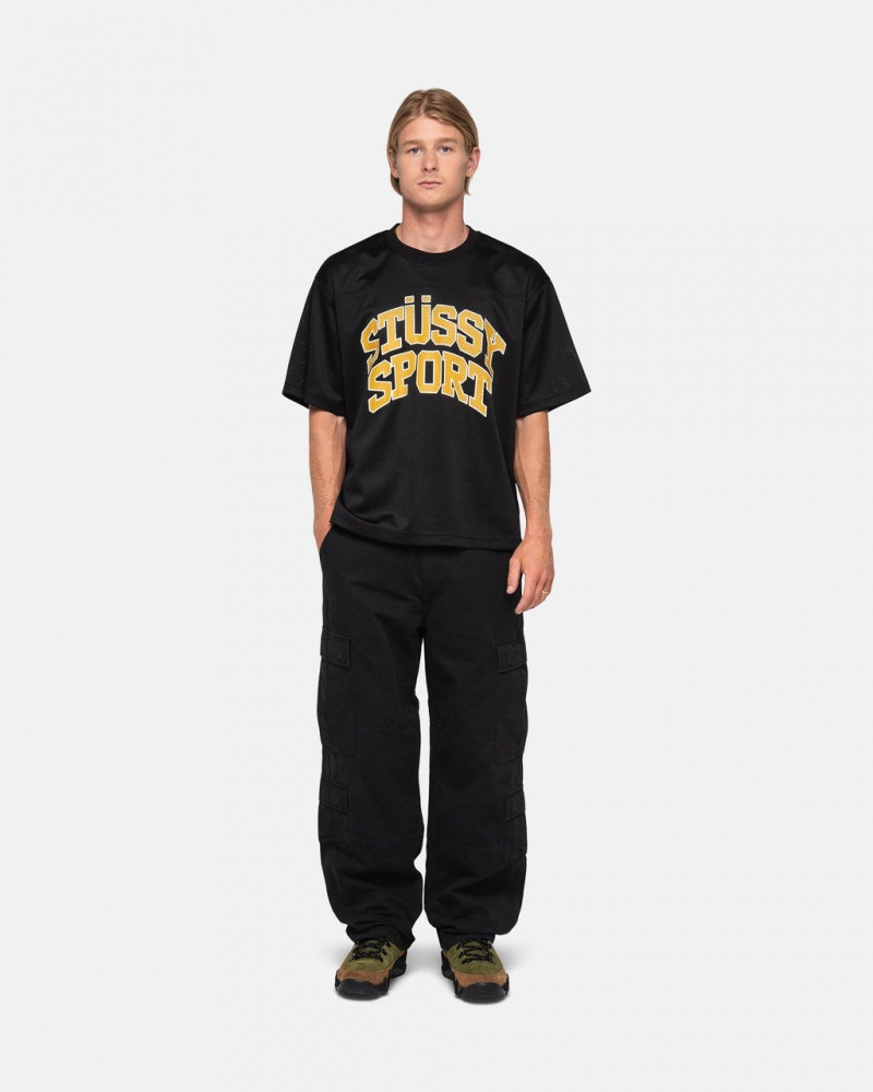 Stussy Sport Mesh Football Jersey - Unisex Sweaters Knits Fekete | GHUUC62919