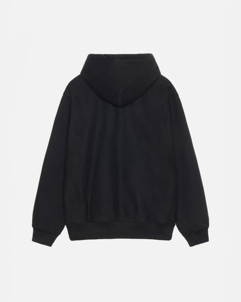 Stussy Stock Logo Applique Hoodie - Unisex Hoodies Fekete | FHUHY38666