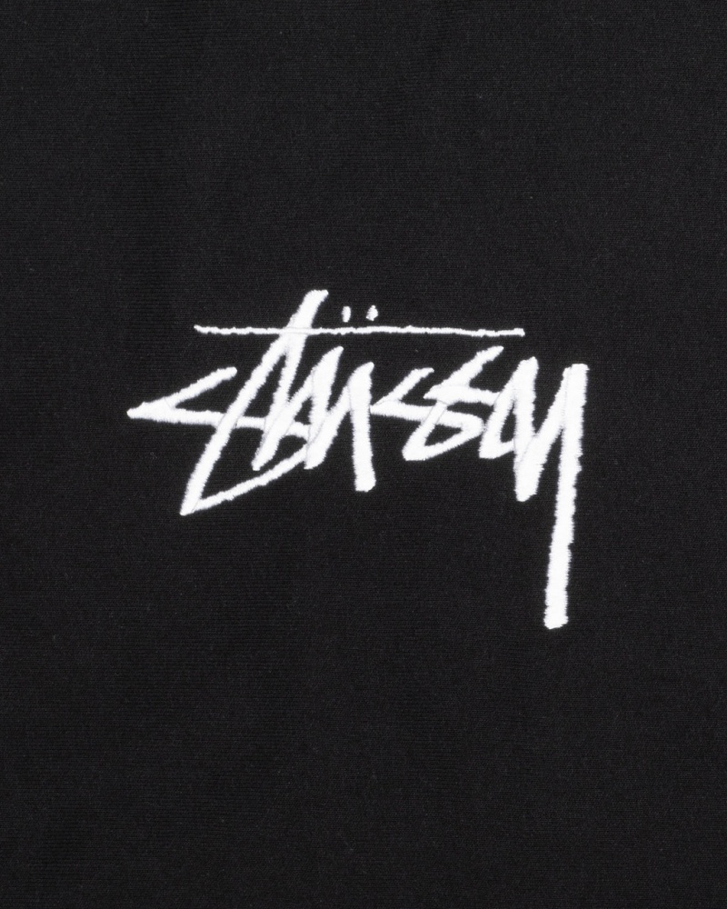 Stussy Stock Logo Applique Hoodie - Unisex Hoodies Fekete | FHUHY38666