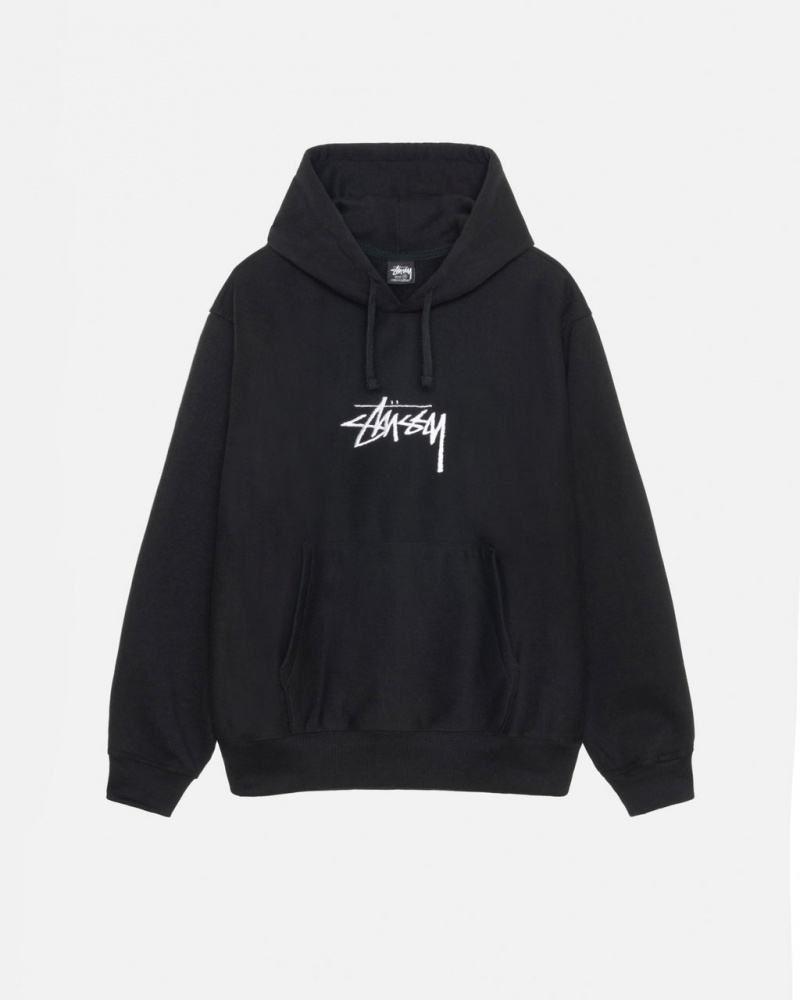 Stussy Stock Logo Applique Hoodie - Unisex Hoodies Fekete | FHUHY38666