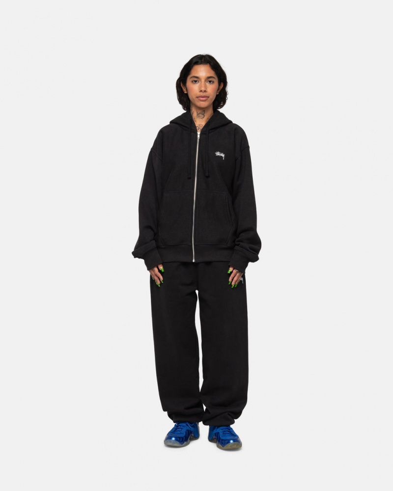 Stussy Stock Logo Sweatpant - Unisex Pants Fekete | THUPQ55071