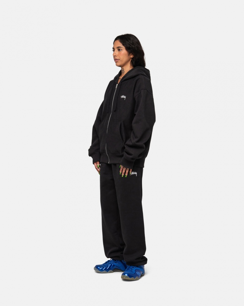 Stussy Stock Logo Sweatpant - Unisex Pants Fekete | THUPQ55071