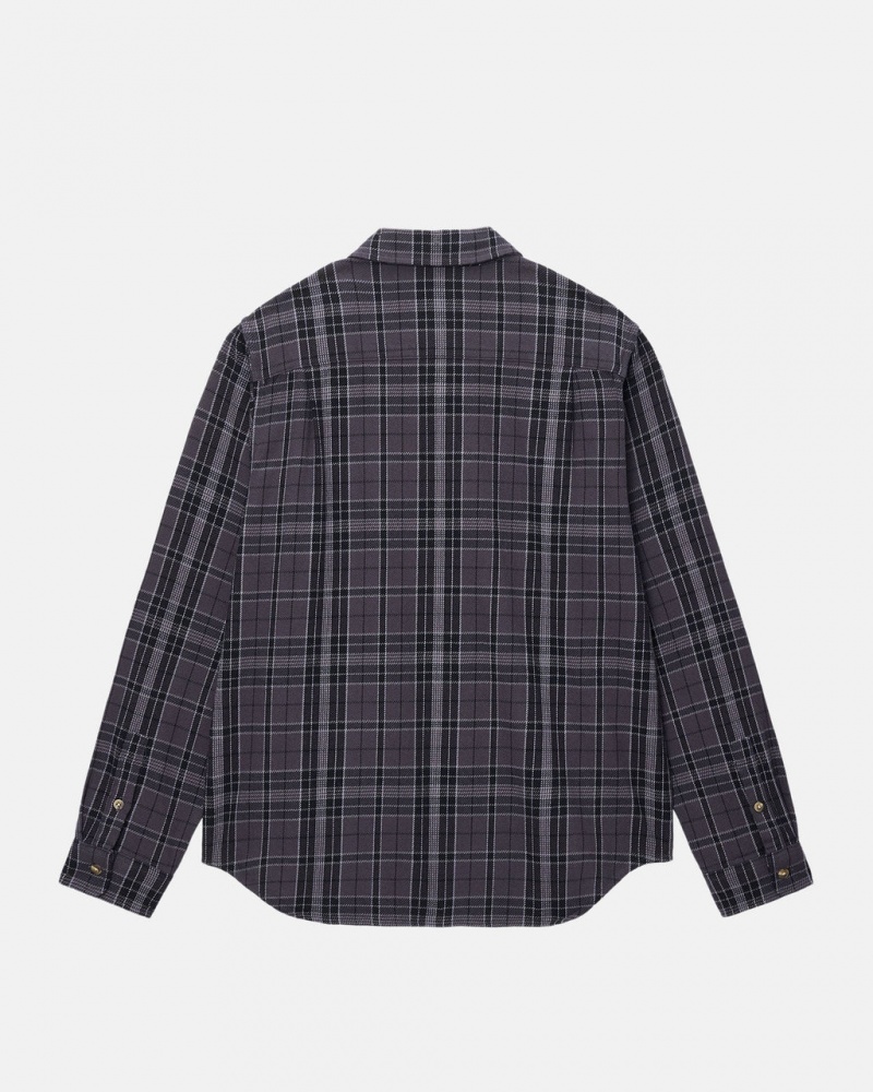 Stussy Stones Plaid Shirt - Unisex Tops Fekete | UHUND58088