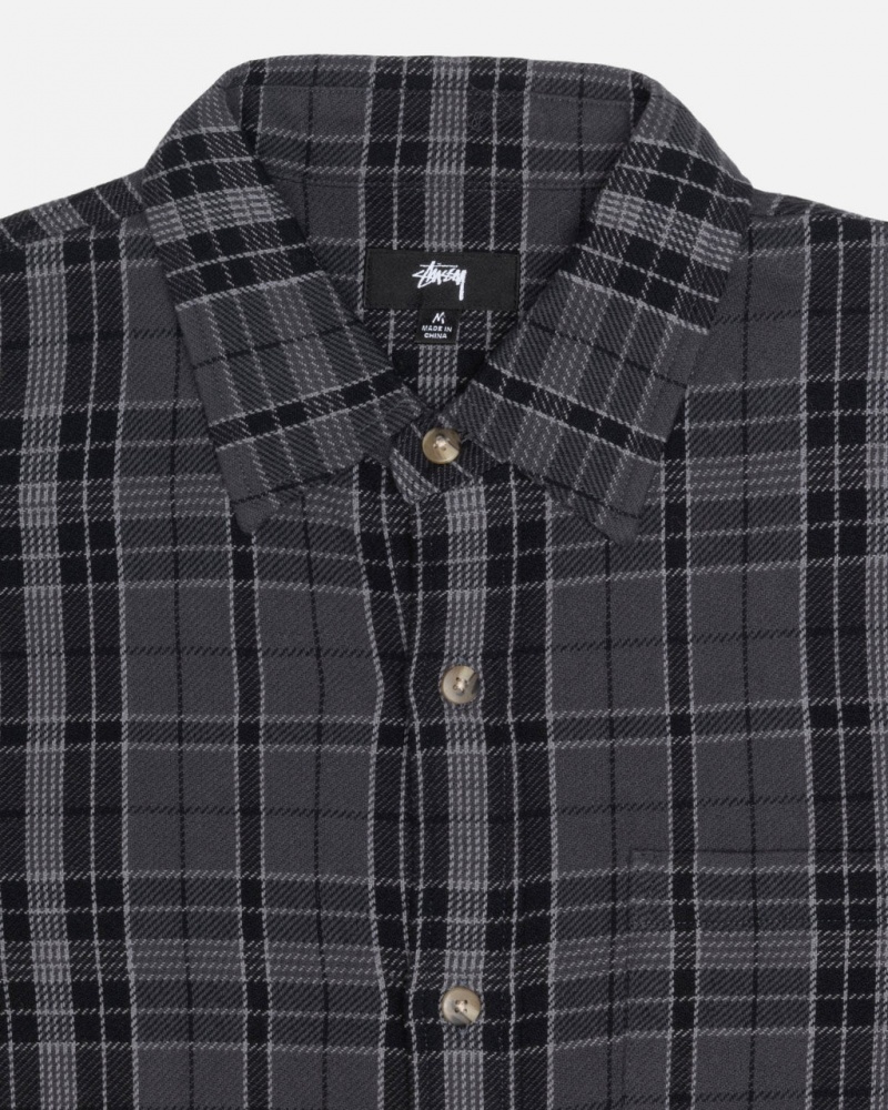 Stussy Stones Plaid Shirt - Unisex Tops Fekete | UHUND58088