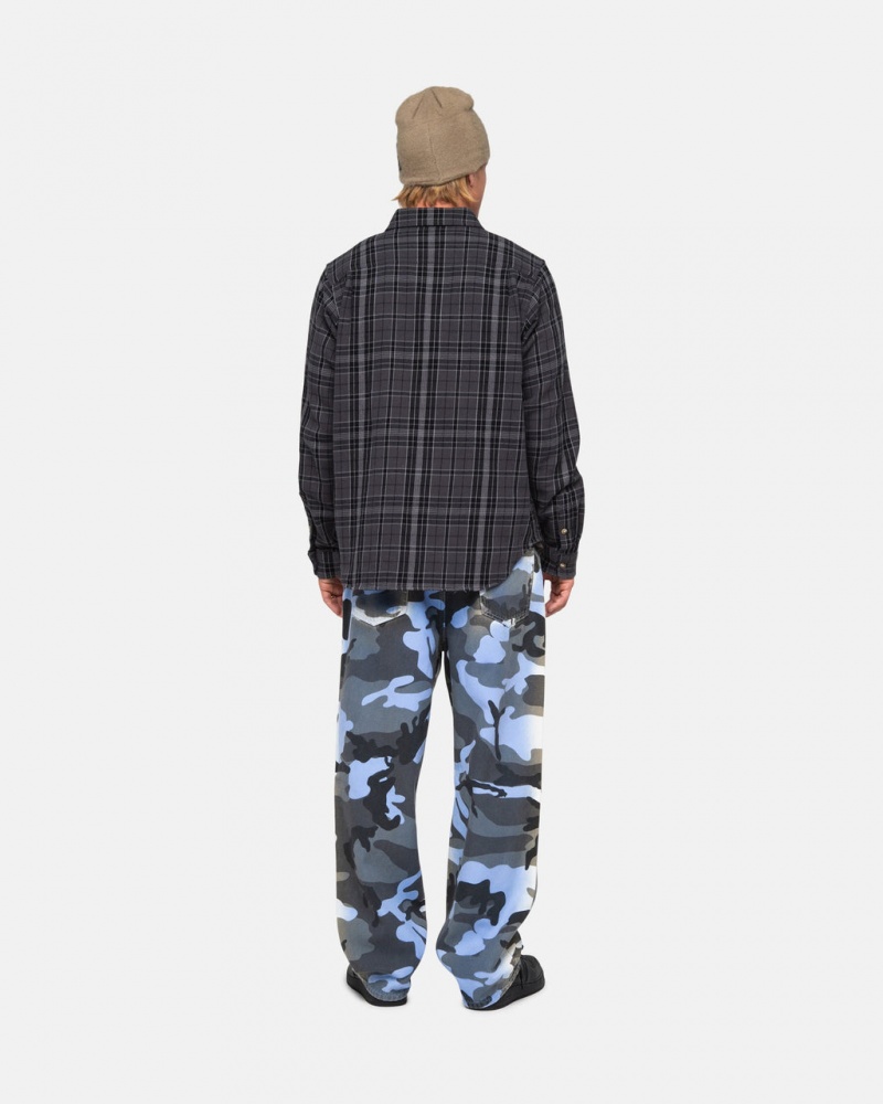 Stussy Stones Plaid Shirt - Unisex Tops Fekete | UHUND58088