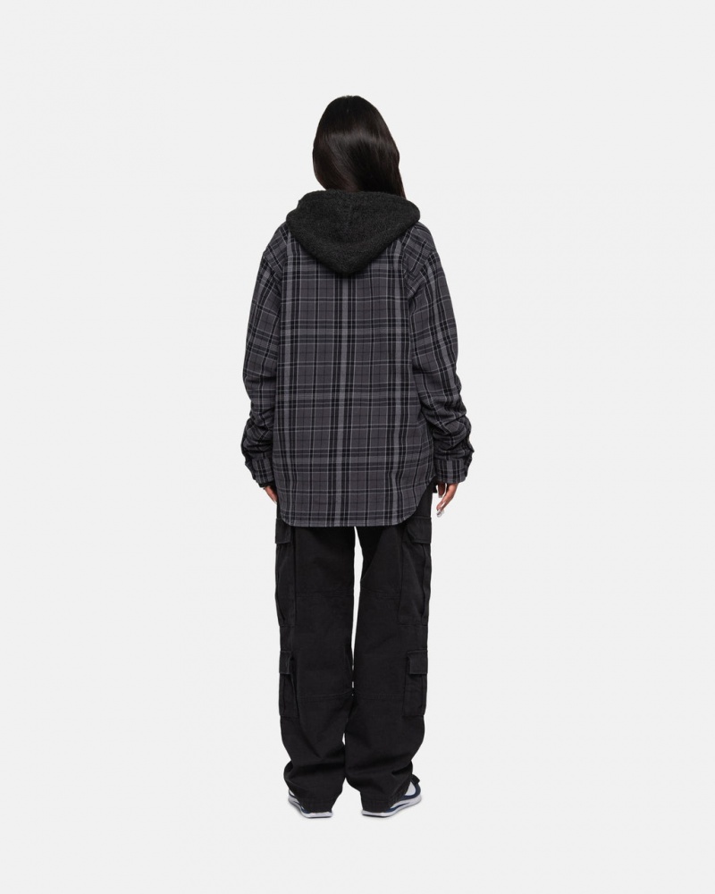 Stussy Stones Plaid Shirt - Unisex Tops Fekete | UHUND58088