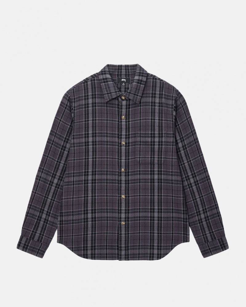 Stussy Stones Plaid Shirt - Unisex Tops Fekete | UHUND58088