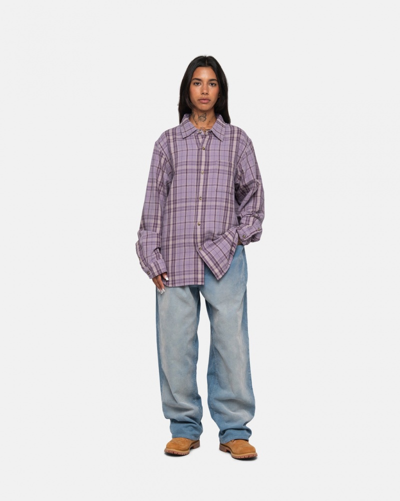 Stussy Stones Plaid Shirt - Unisex Tops Levendula | EHUVG56140