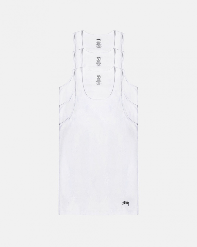 Stussy Stussy Tank Undershirt - Unisex Sweaters Knits Fehér | XHUGW23515