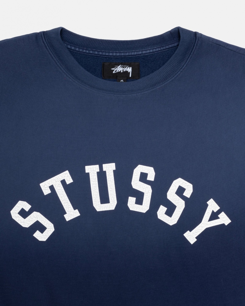 Stussy Sun Faded Oversized Crew - Unisex Hoodies Sötétkék | UHUND67854