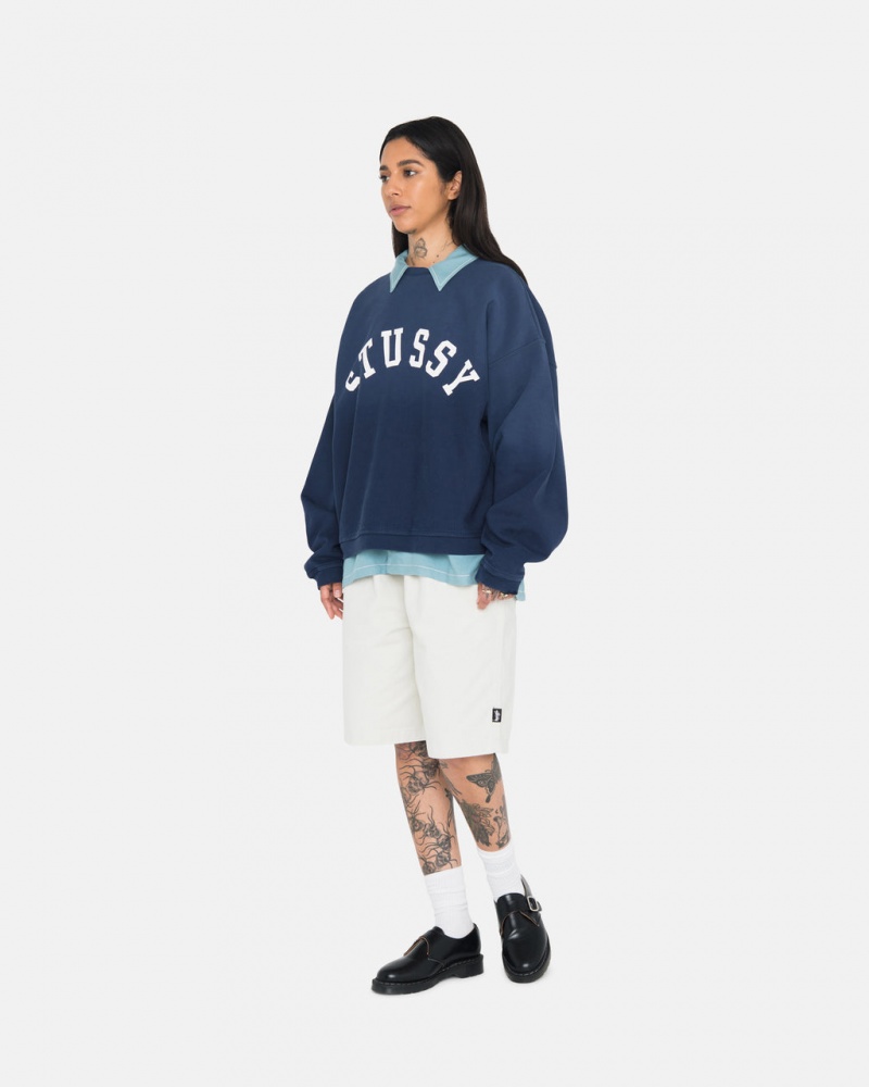 Stussy Sun Faded Oversized Crew - Unisex Hoodies Sötétkék | UHUND67854