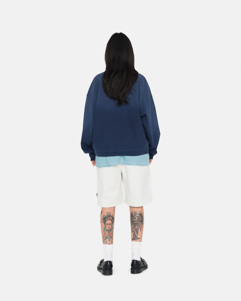 Stussy Sun Faded Oversized Crew - Unisex Hoodies Sötétkék | UHUND67854