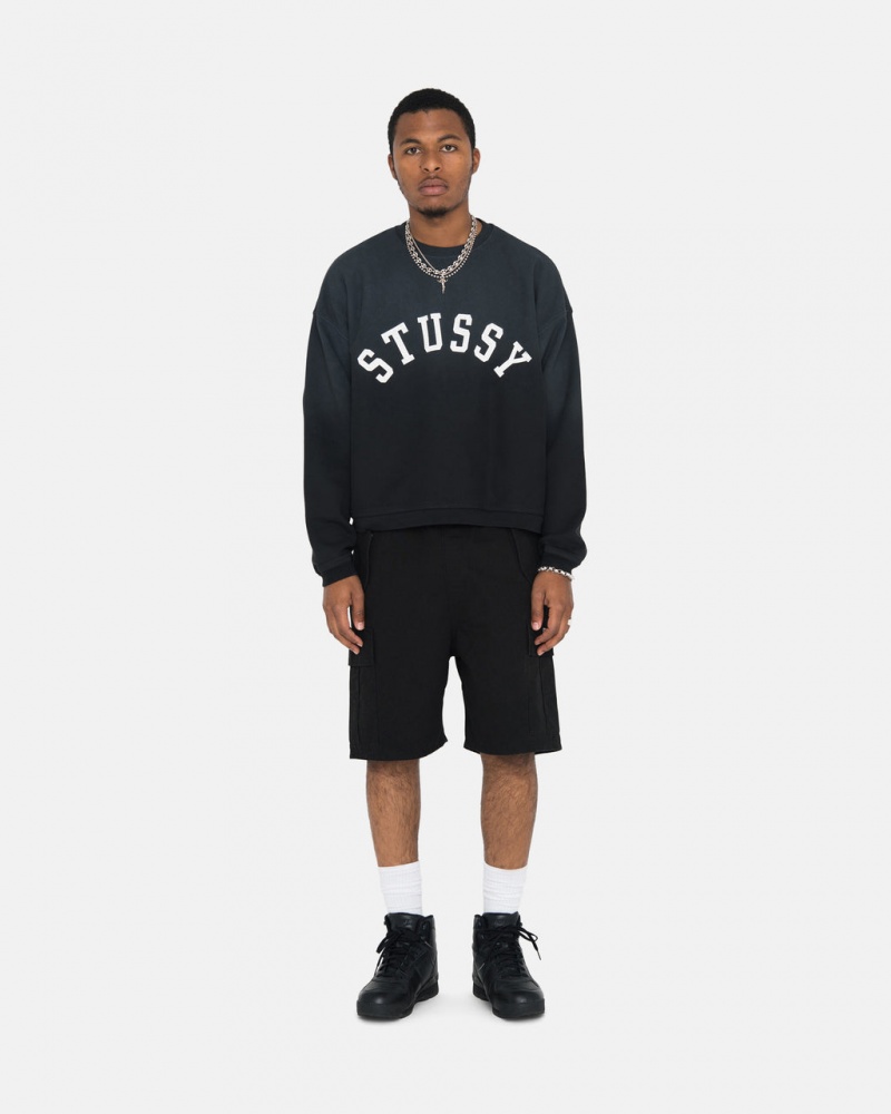 Stussy Sun Faded Oversized Crew - Unisex Hoodies Fekete | QHUUV51283