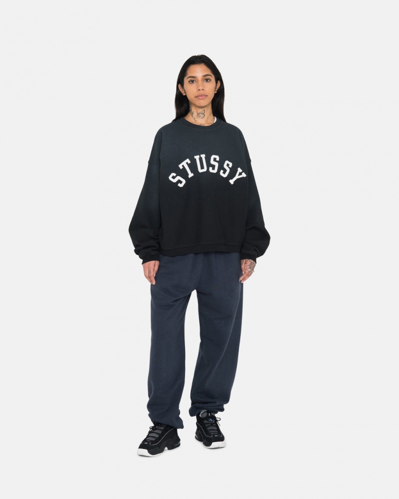 Stussy Sun Faded Oversized Crew - Unisex Hoodies Fekete | QHUUV51283