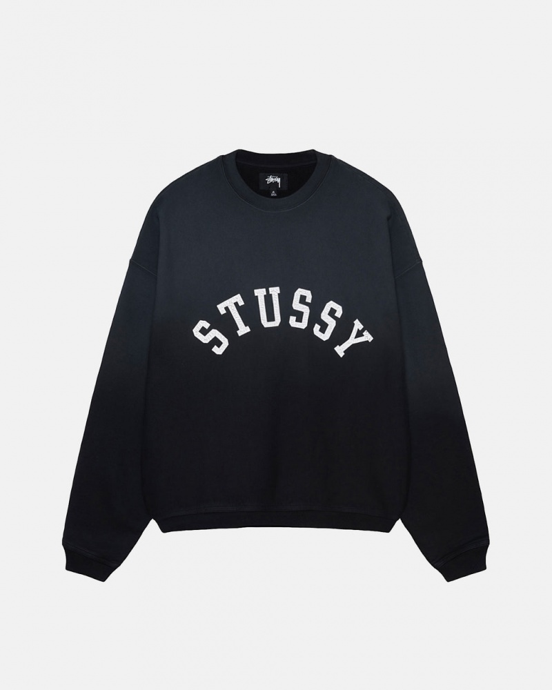 Stussy Sun Faded Oversized Crew - Unisex Hoodies Fekete | QHUUV51283