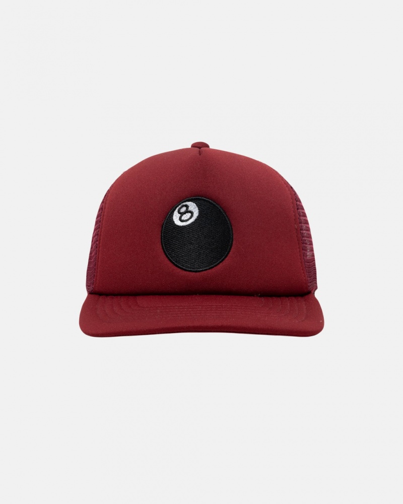 Stussy Trucker 8 Ball Snapback - Unisex Piros | MHUFT47873